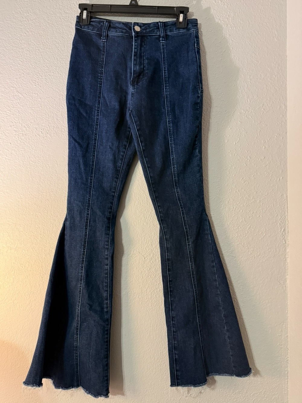 Saints and Hearts Women's Blue Denim Flare Jeans with Tan Star Patches - Picture 4 of 8